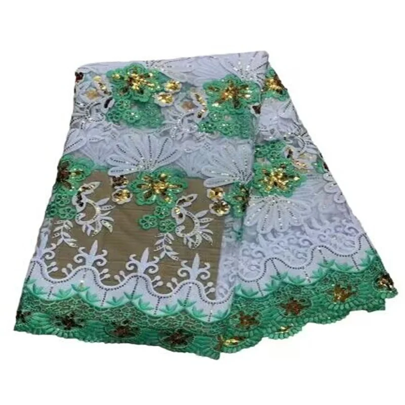 

Embroidery French Tulle Lace Fabric With Sequins African Beaded Lace Fabric 5yards Wedding Party Dresses For DIY Sewing