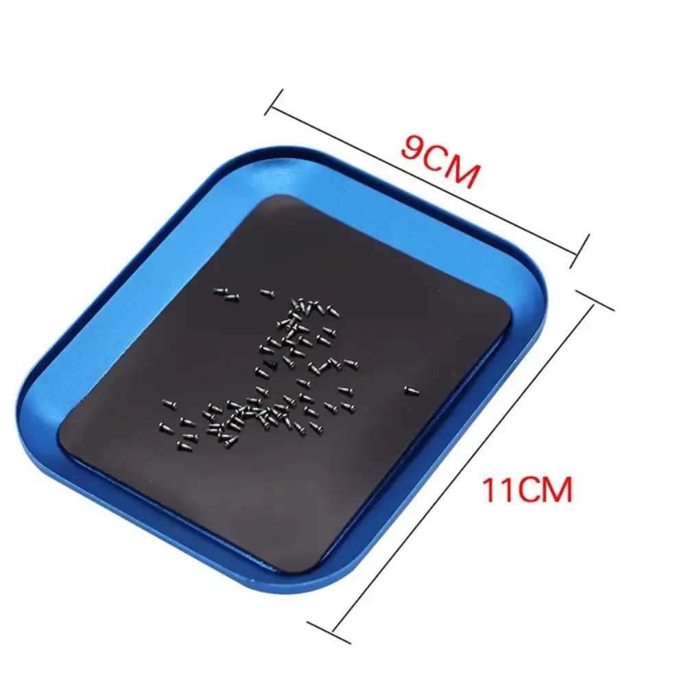 마그네틱 패드가있는 2PCS 마그네틱 스크류 트레이 플레이트 알루미늄 합금 다목적 미니 스크류 매트 트레이 소형 실용