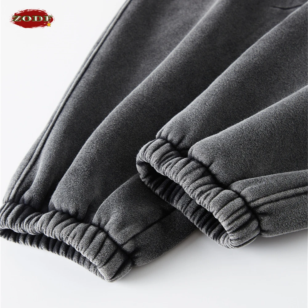 ZODF Retro Winter Men 360gsm Batik Washed Fleece Sweatpants Women Unisex Loose Drawstring Warm Joggers Pants Streetwears HY0714