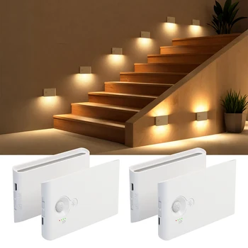 LED Motion Sensor Night Light Dimmable, Rechargeable, Magnetic Suction Ambient Light for Cabinet, Hallway, Stairs