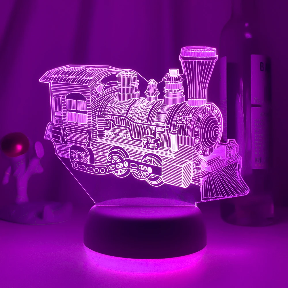 holiday nights of lights Train 3D USB Lamp Touch Remote Christmas New Year Gift Bedroom Desk Beside Decora LED Sleeping Novelty Steam Train Night Light cat night light