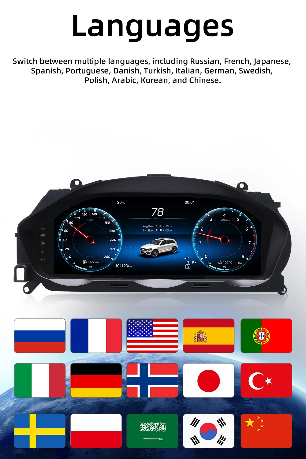 Digital Instrument Cluster for Mercedes-Benz C-Class W204 (2011–2014) NTG 4.5 Sp