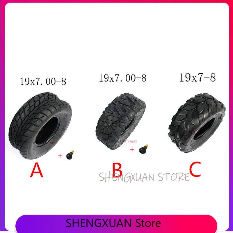 

19x7.00-8 Inch ATV Vacuum Tire Four Wheel Vehcile Motorcycle Fit for 50cc 70cc 110cc 125cc Small ATV Front or Rear Wheels