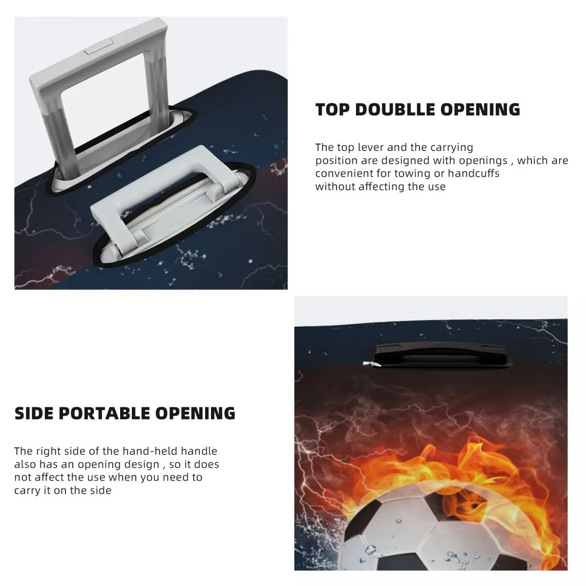 Soccer In Fire And Water Luggage Cover Elastic Football Travel Suitcase Protective Covers Fits 18-32 Inch