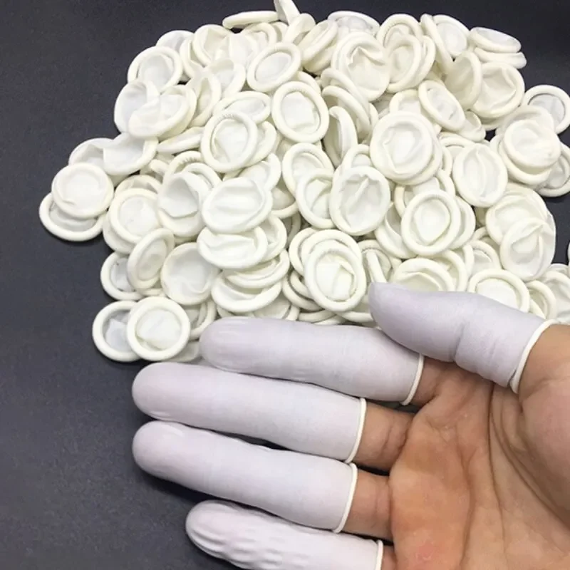 100/400/600pcs Disposable White Latex Finger Cots Anti Slip Anti Static Wear Resistant Dust Free Thickened Latex Finger Cots