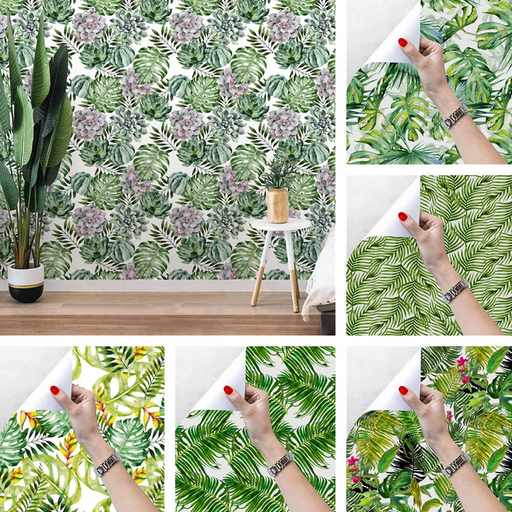 

Tropical Leaves Peel and Stick Wallpaper Waterproof Removable Self Adhesive Contact Paper Palm Leaf Wall Stickers for Wall Decor
