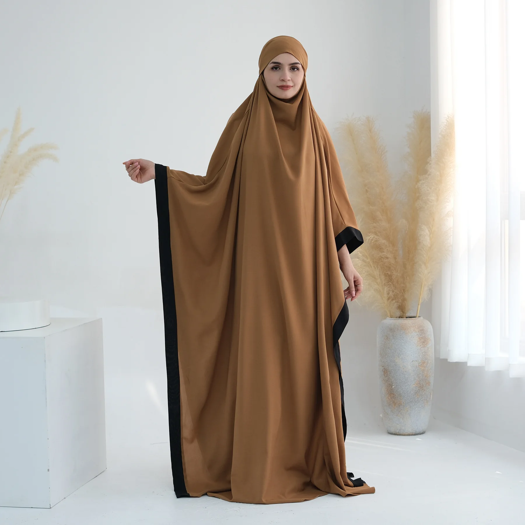 

Ramadan Jilbab Muslim Women One Piece Prayer Dress Khimar Hijab Robe Full Cover Hooded Abaya Dubai Niqab Islam Modest Djellaba