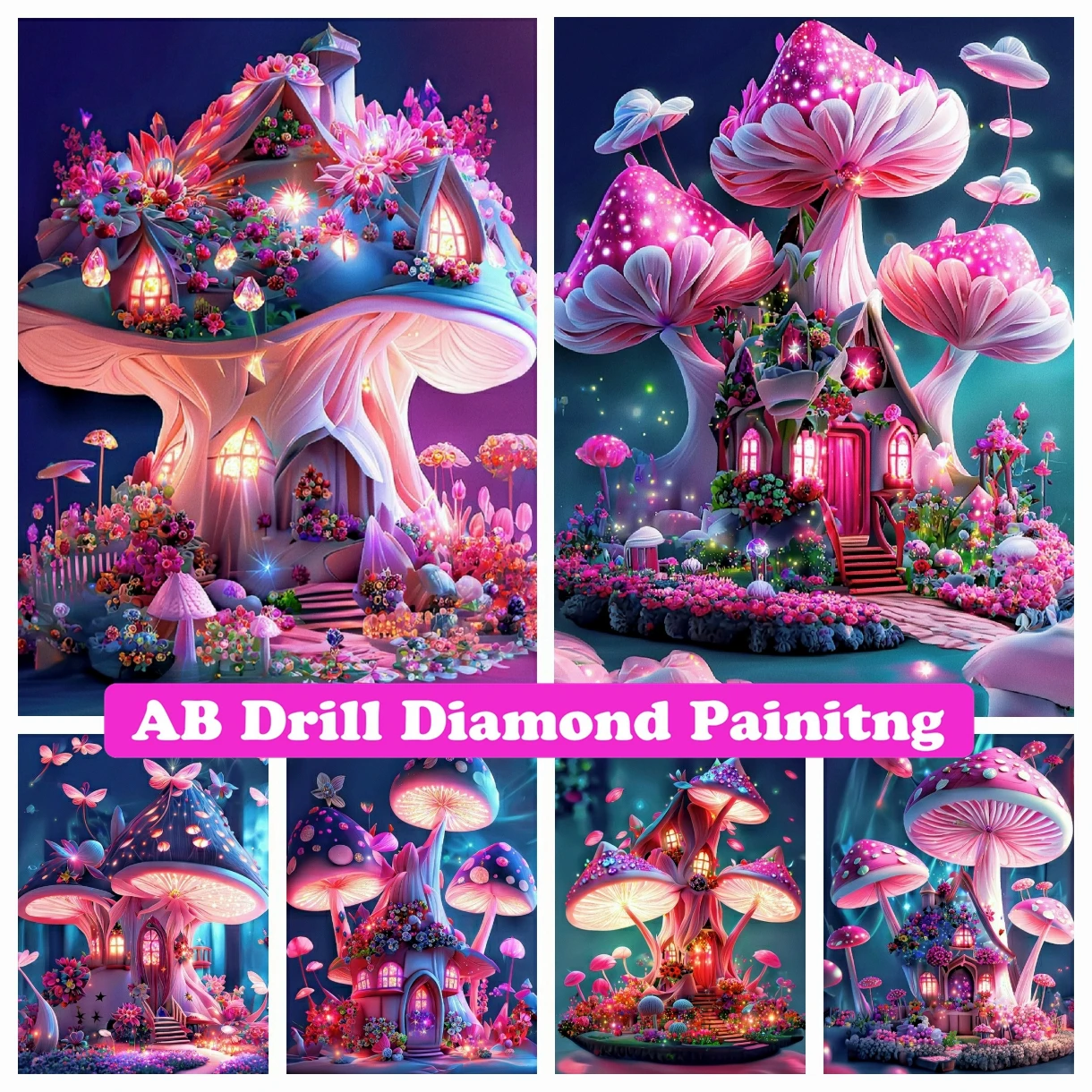 5D DIY My Diamond Art colorful Mushrooms Diamond Painting Kit NEW 