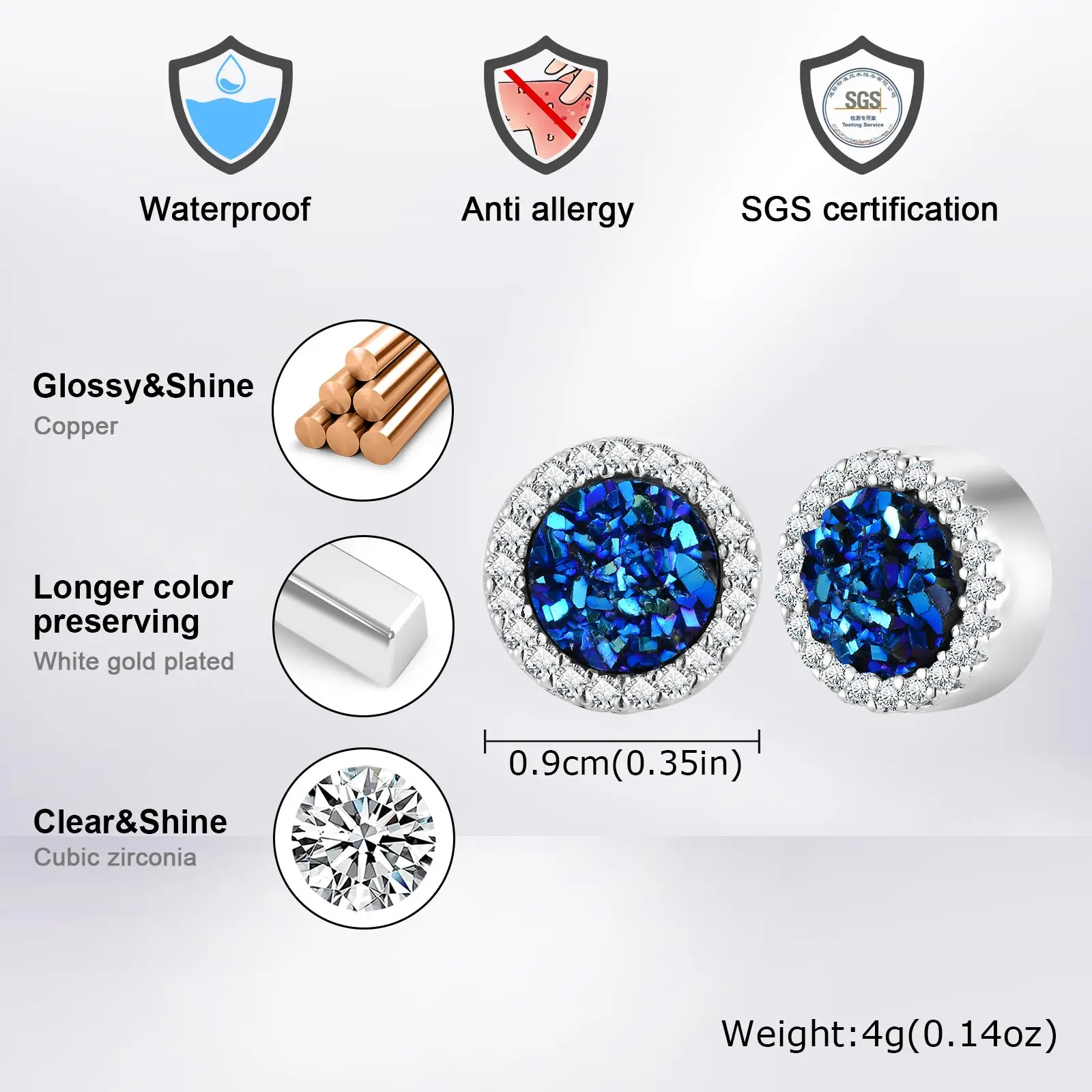 Modischer, glänzender Zirkon-Magnet-Ohrclip, kleiner Ohrclip für Männer und Frauen, nicht durchdringende Ohrclips, hochwertiger hypoallergener Schmuck – Detail 10