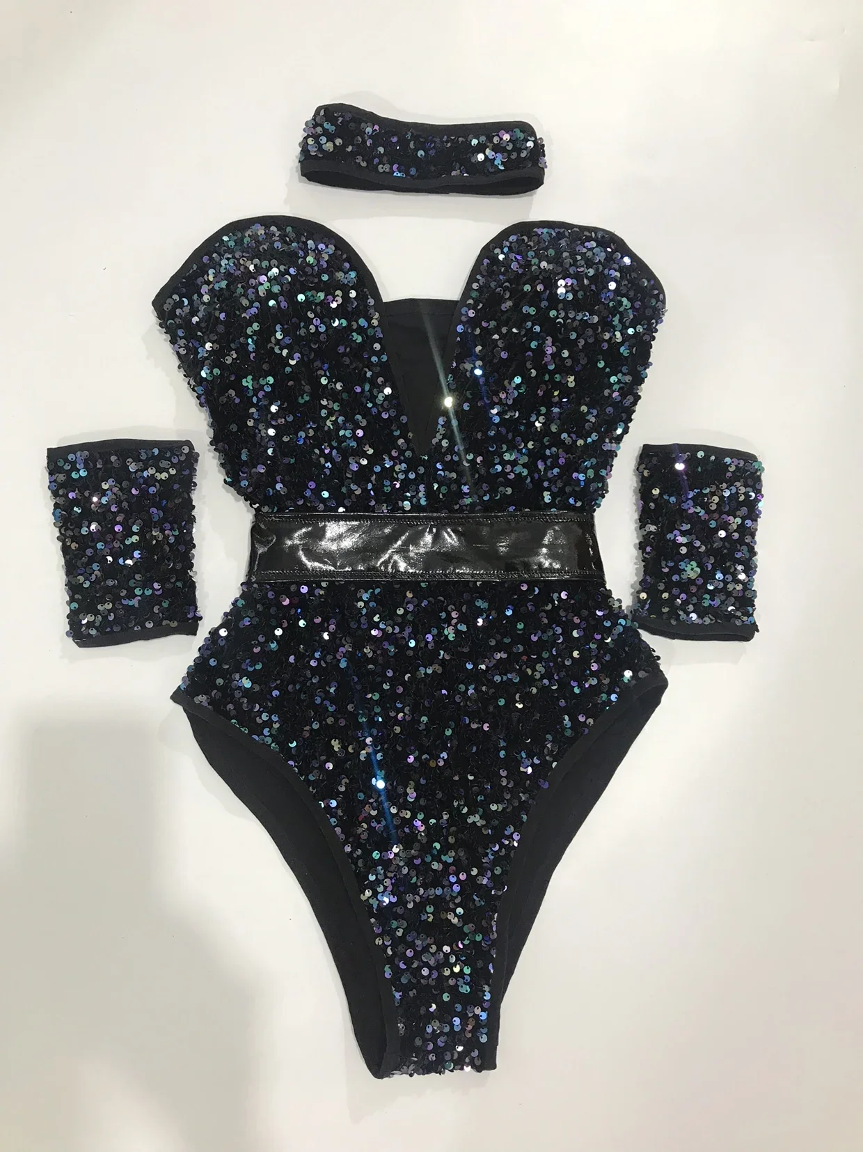 Sexy Bar Nightclub Women Singer Gogo Costume Colorful Sequins Leotard V-neck Low Chest Half Hip Bodysuit Team Dancer Stage Wear dance dress,rhinestones dress,women dance costume,stage performance costume