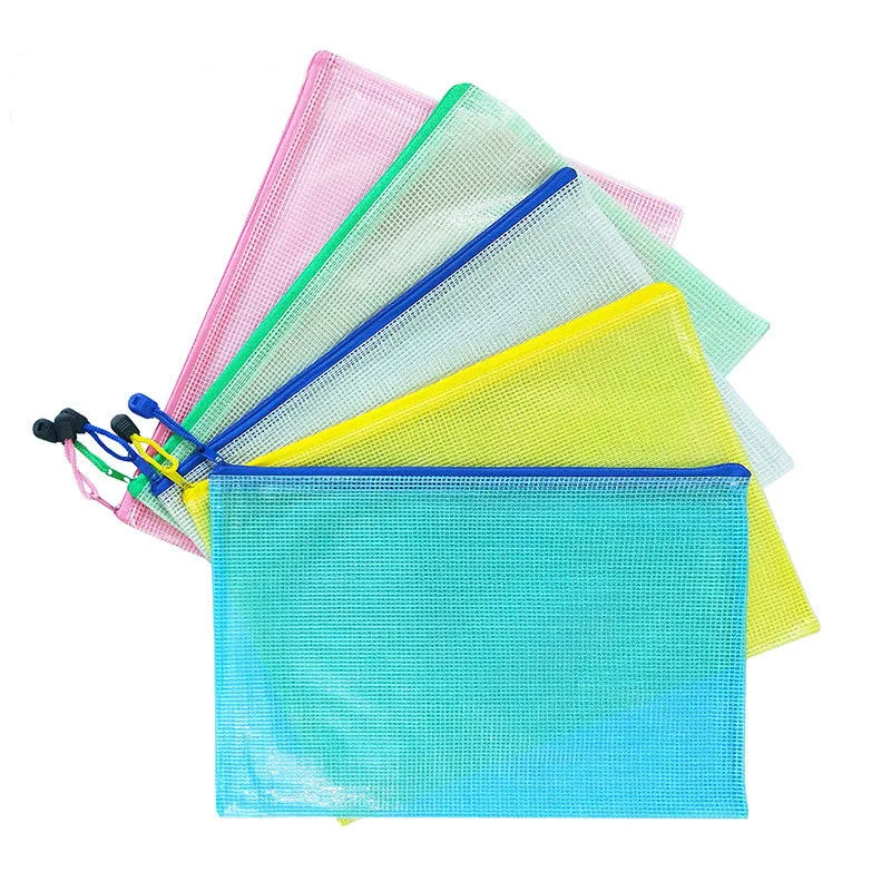 

10 pcs/lot Pen bags Gridding Waterproof Zip Bag Document Pen Filing Products Pocket Folder Office School Supplies Plastic Bag