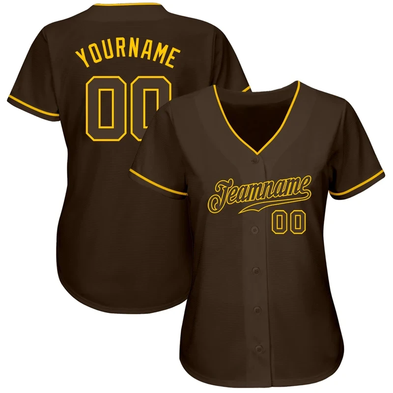 Custom Gold Baseball Jersey Men and Women Section Shirt 3D Printed Shirt Casual Team Shirts Hip Hop Unisex Tops