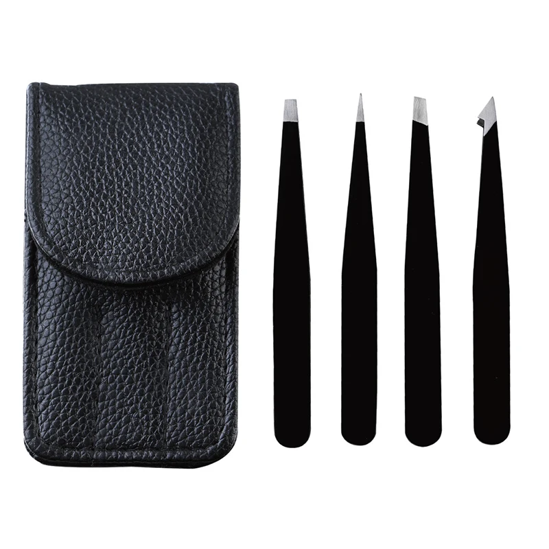 Stainless Steel Eyebrow Tweezers Point Tip/Slant Tip/Flat Tip Hair Removal Makeup Tool Kits With Bag 3