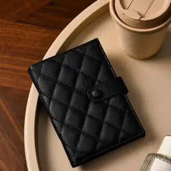 Korean Style Minimalist Slim Passport Holder Wallet with Card Pockets (Black)