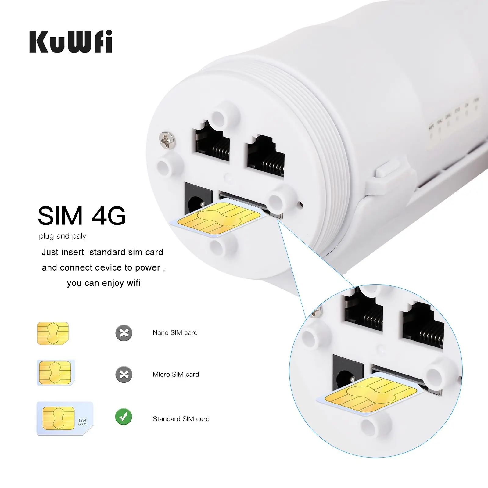 Kuwfi Outdoor 4g Lte Roteador Wifi 150mbps Ip67 à Prova d Água 4g Cartão Sim Roteadores Wi-fi para Exterior Wi-fi Covera Suporte 64 Usuários - Imagem 4
