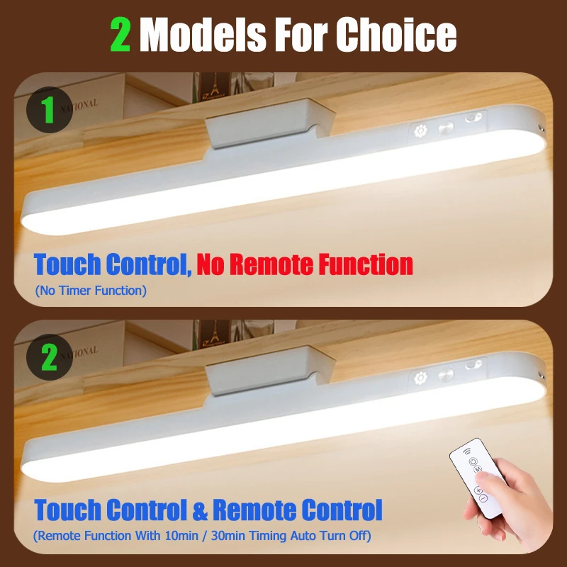 LED Table Lamp Magnetic Hanging USB Rechargeable Desk Lamp 3 Color Reading Light Dimmable Cabinet Closet Wardrobe Night Light 4