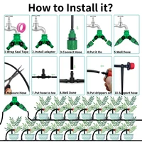 Garden 1/4'' Drip Irrigation Kit Automatic Watering System Nozzles for Farmland Bonsai Plant Flower Vegetable Greenhouse 6