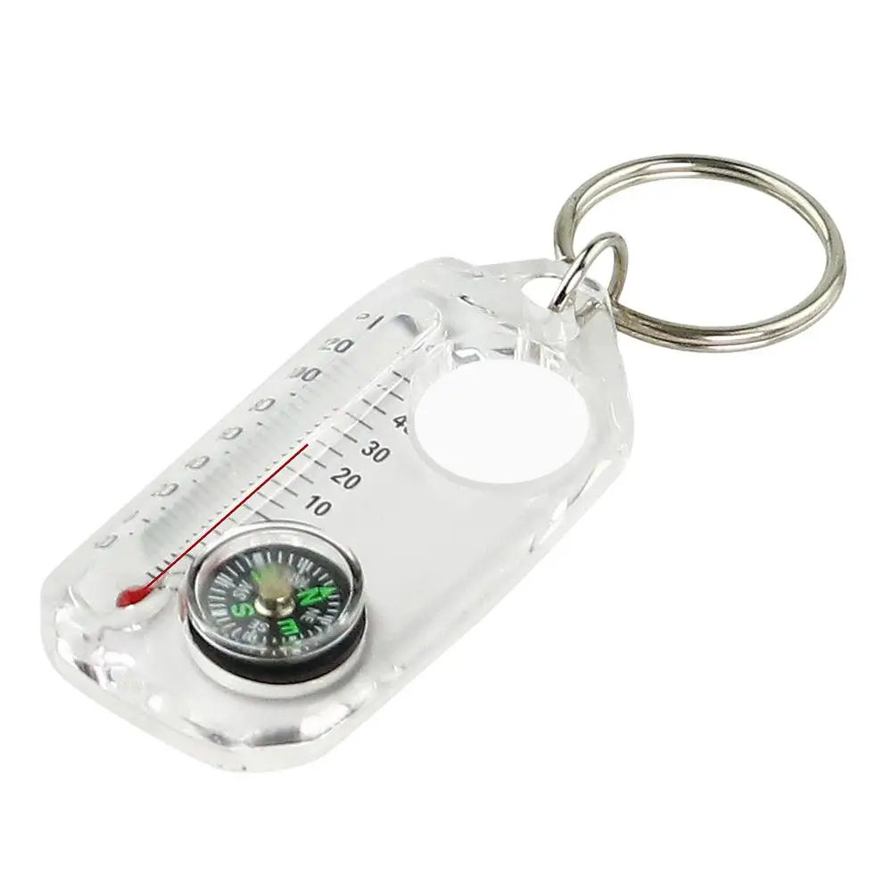 Compass Keychain Small Compasses Thermometer Keychain Mini Pocket