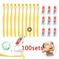 100Pcs Disposable Hotel Toothbrush Portable Travel Toothbrush With Toothpaste Kit Oral Care Teeth Cleaning Brushes Teeth Care 1