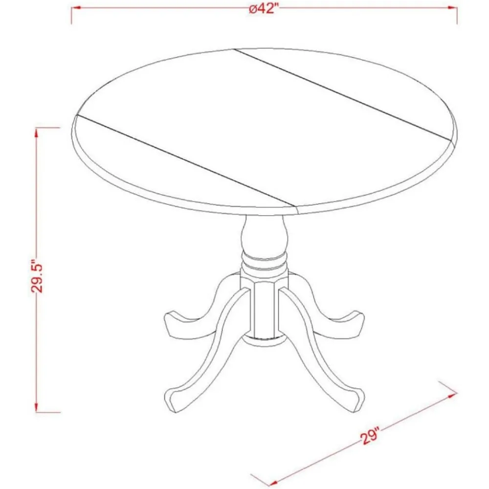 Description Picture 6 of item5 Piece Modern Set Includes a Round Wooden Table with Dropleaf and 4 Dining Room Chairs