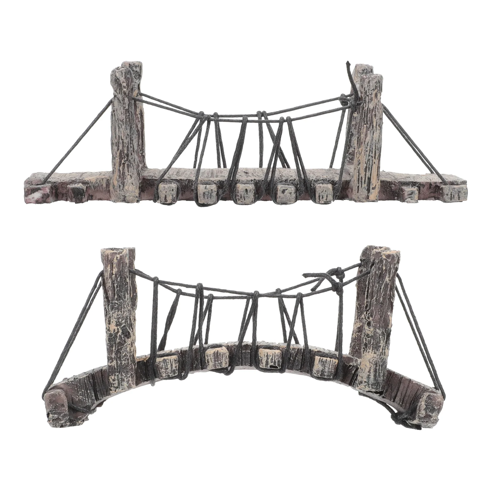 

2 Pcs Outdoor Household Resin Suspension Bridge Decorations Miniature Landscape Accessory