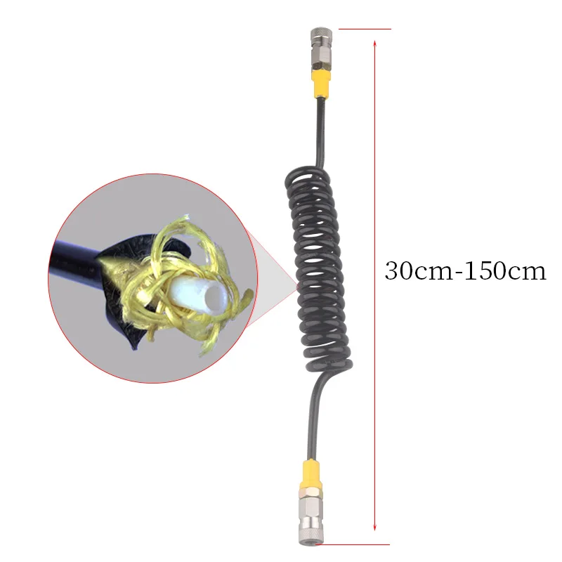 PCP Quick Release para mangueiras, Refil de cilindro de gás, enchimento do tanque de ar, mangueira de alta pressão, acessórios macios, HPA 30 a 150cm, 630BAR, M10 * 1