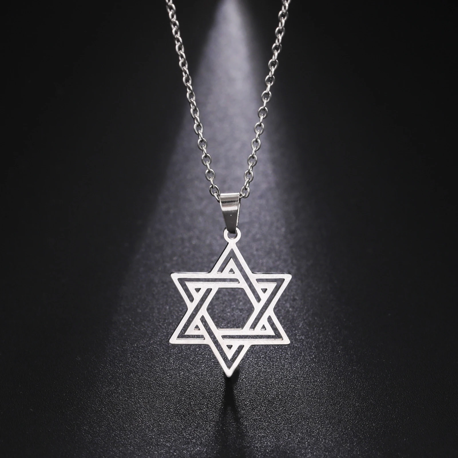 Jewish Bible Stainless Steel Hexagram Chain Necklace Women Men Cutout Star of David Hexagon Choker Necklace Mezuzah Jewelry - Image 4