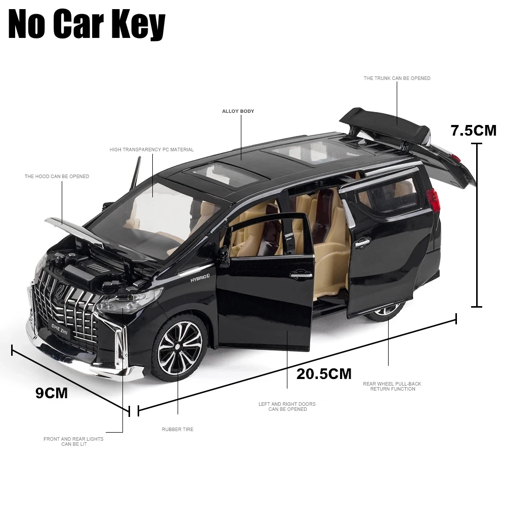 電動ミニカー 2人乗り　ミニアルファード 1/24 トヨタ アルファード MPV バン ダイキャストおもちゃの車モデル