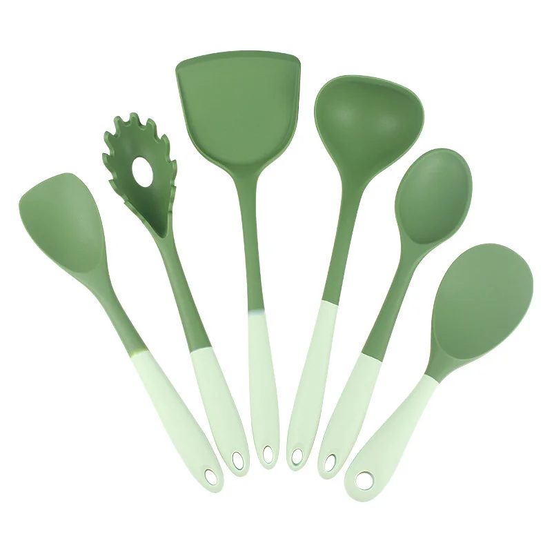 Premium 6-Piece Silicone Kitchen Utensil Collection: Spatula, Ladle, Slotted Turner, Pasta Spoon, Salad & Honey Scrapers