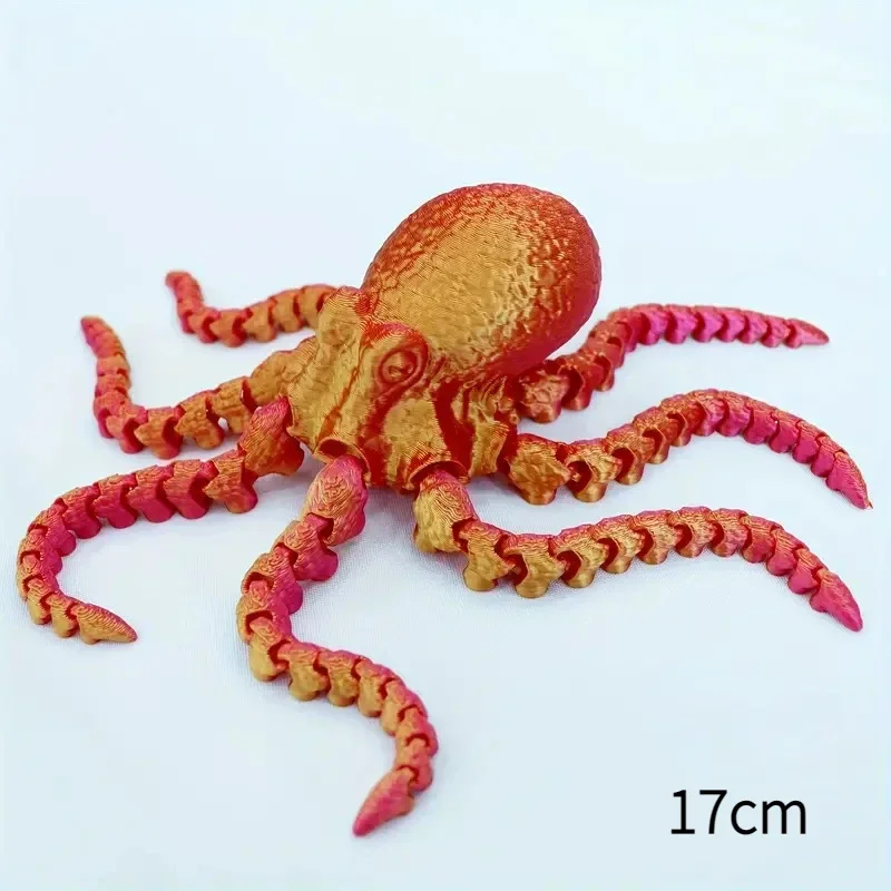 3D Printed Octopus Movable Flexible Joints Fidget Toy Home Office Desktop Ornament Ocean Animal Decor New Year Gifts Kid Toy