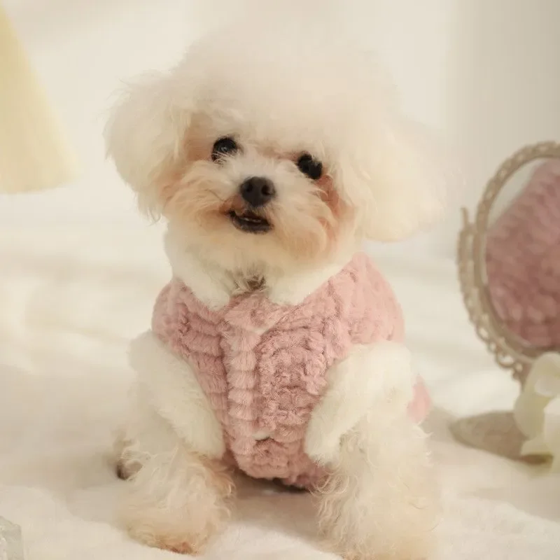 

Cute Pet Dog Rabbit Hair Coat Dog Pet Clothes Winter Warm Plush Vest Bears Small Dog Vest Teddy Puppy Dog Clothes Dog Jackets