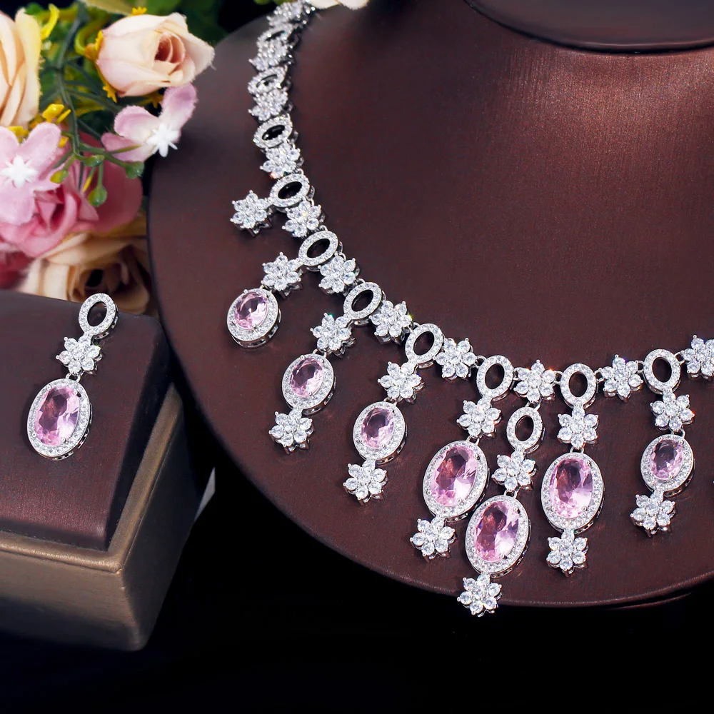アクセサリー Pierce IIII / SMOKY PINK Pink Crystal Teardrop Crystal Wedding or Prom Jewelry Set