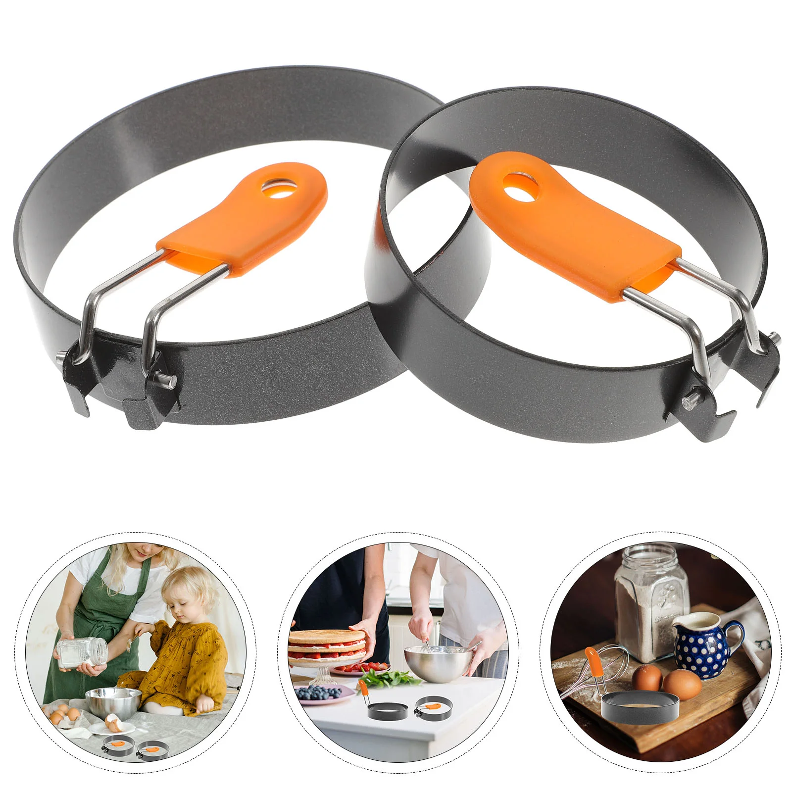 

2 Pcs Round Mold Practical Egg Ring Stainless Steel Cooking Tool Griddle Accessories Muffin Non-stick Sandwich for