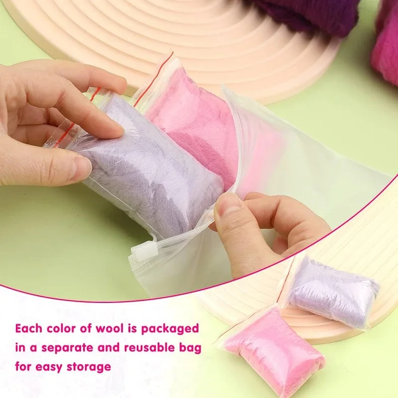 Needle Felting Wool Bulk Nature Wool Roving Yarn Hand Spinning For DIY Craft Materials 10g 8Color