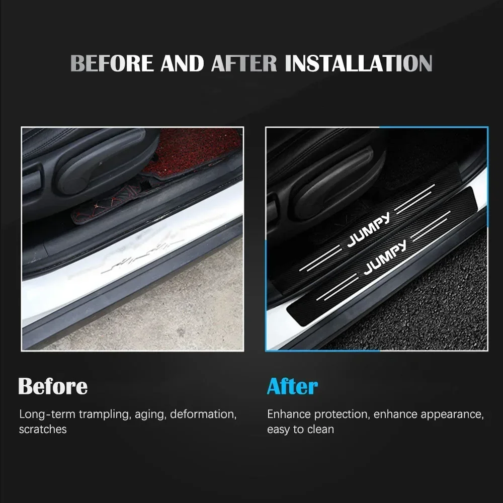 Durable Carbon Fiber Leather Car Door Sill and Trunk Protection Stickers
