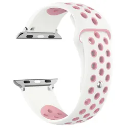 Premium Sport Loop Silicone Strap for Smartwatch - Multiple Sizes Available (White pink 13)