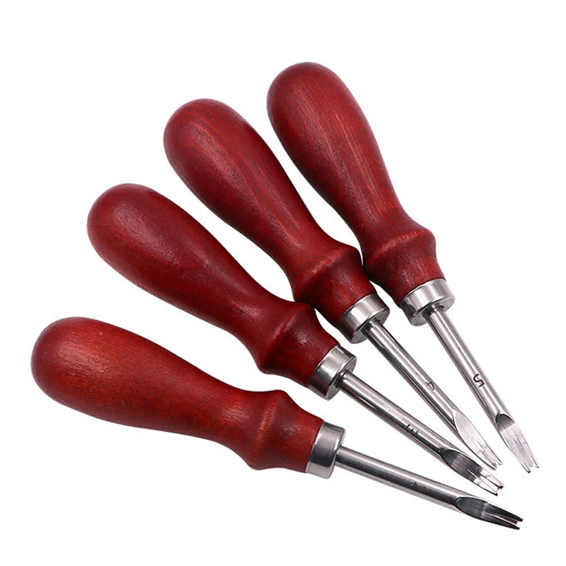 Practical DIY Leather Craft Edge Beveler Skiving Beveling Knife Cutting Hand Craft Tool with Wood Handle A4mm A6mm A8mm