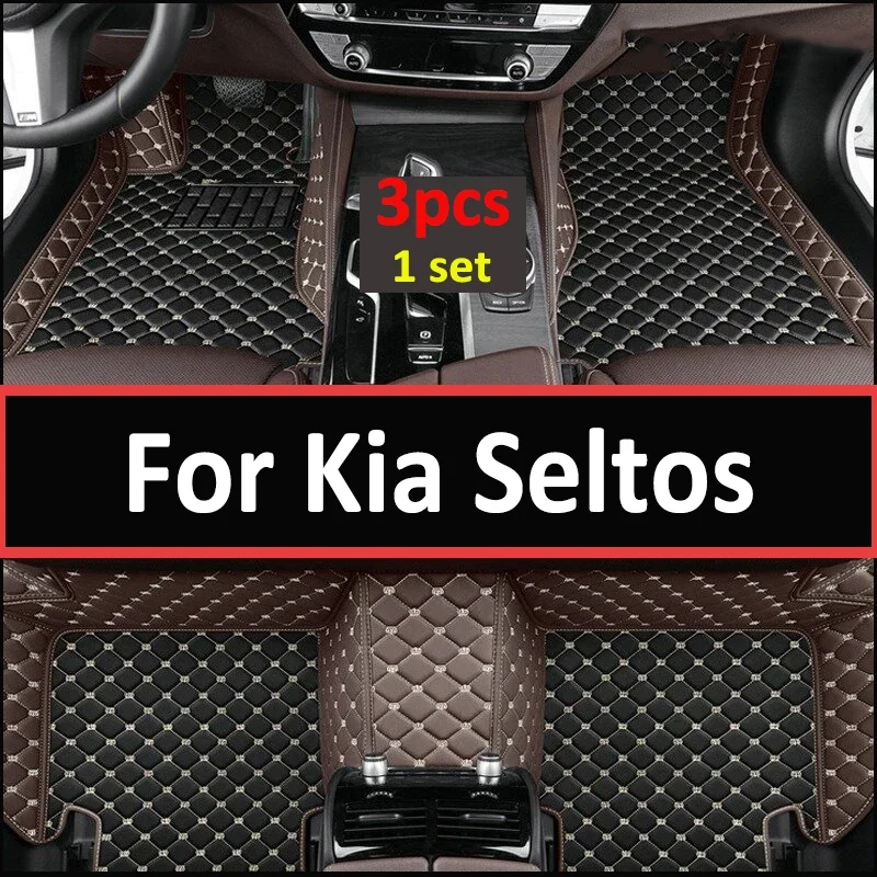 

Car Floor Mats For Kia Seltos 2020~2022 Luxury Leather Mat Waterproof Rugs Carpet Anti Dirty Pad Interior Parts Car Accessories