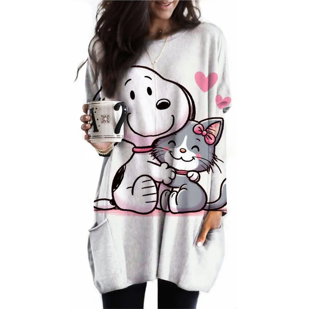 thumbnail image 1 of Sudadera con capucha de dibujos animados de Snoopy para mujer, edición de primavera y otoño, sudadera con cuello redondo para mujer, nueva moda 2024, ropa deportiva para parejas, 1 of 5