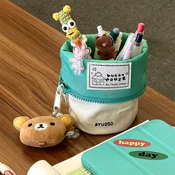 Charming Portable Pen Holder - Large - Capacity Innovative Stationery Storage Bag (Cream)