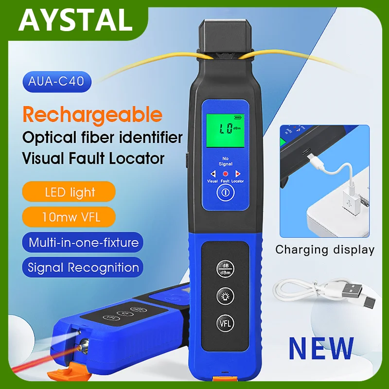 

Rechargeable Optical Fiber Identifier Live Optic Identifier AUA-C40/40/35 with Built in 10MS and LED Visual Fault Locator