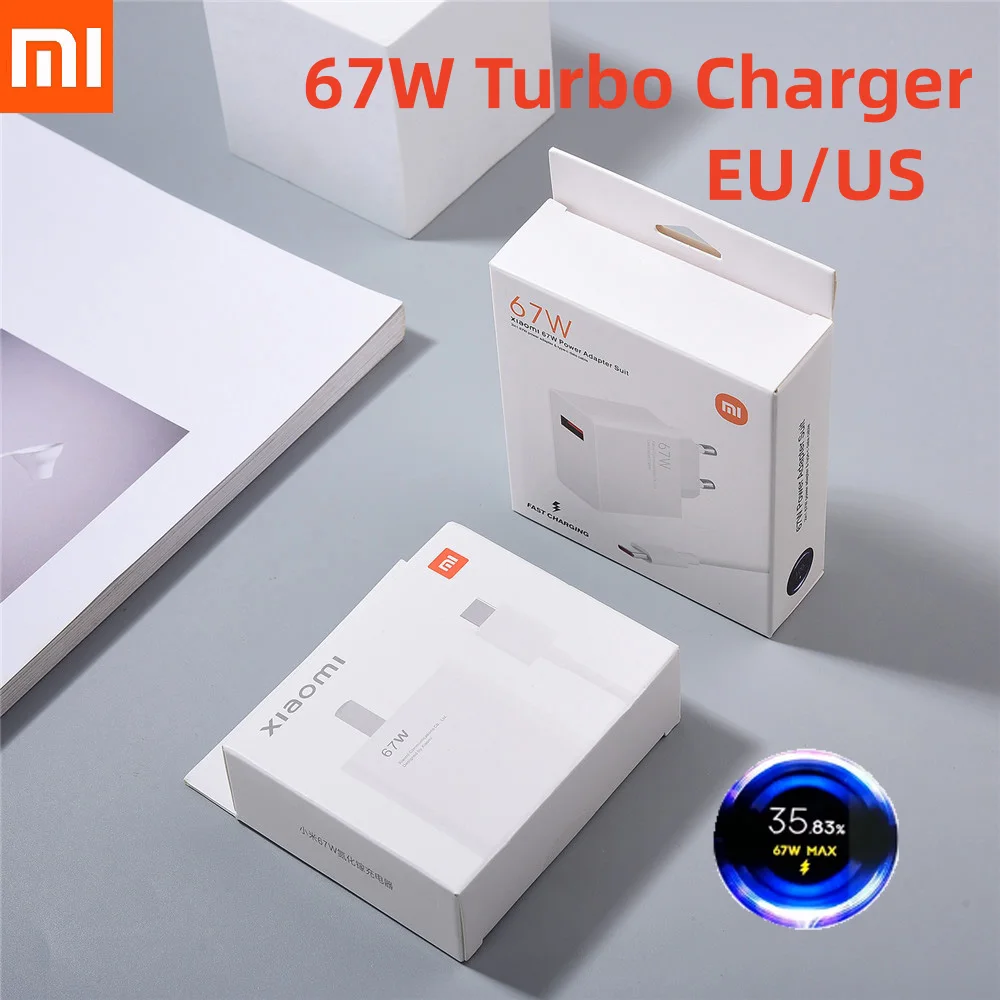 Xiaomi Adaptador de carga rápida para móvil, cargador de 67W con Cable
