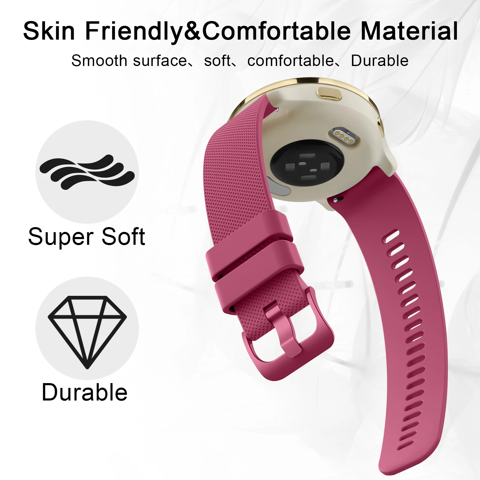 Elegant 18mm Silicone Smartwatch Strap – Premium Wristband Replacement