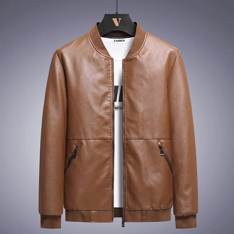 Autumn Winter Outdoor Travel Warm Leather Coats Motorcycle Bomber Jackets Plus Size Classic Retro Leather Baseball Jackets