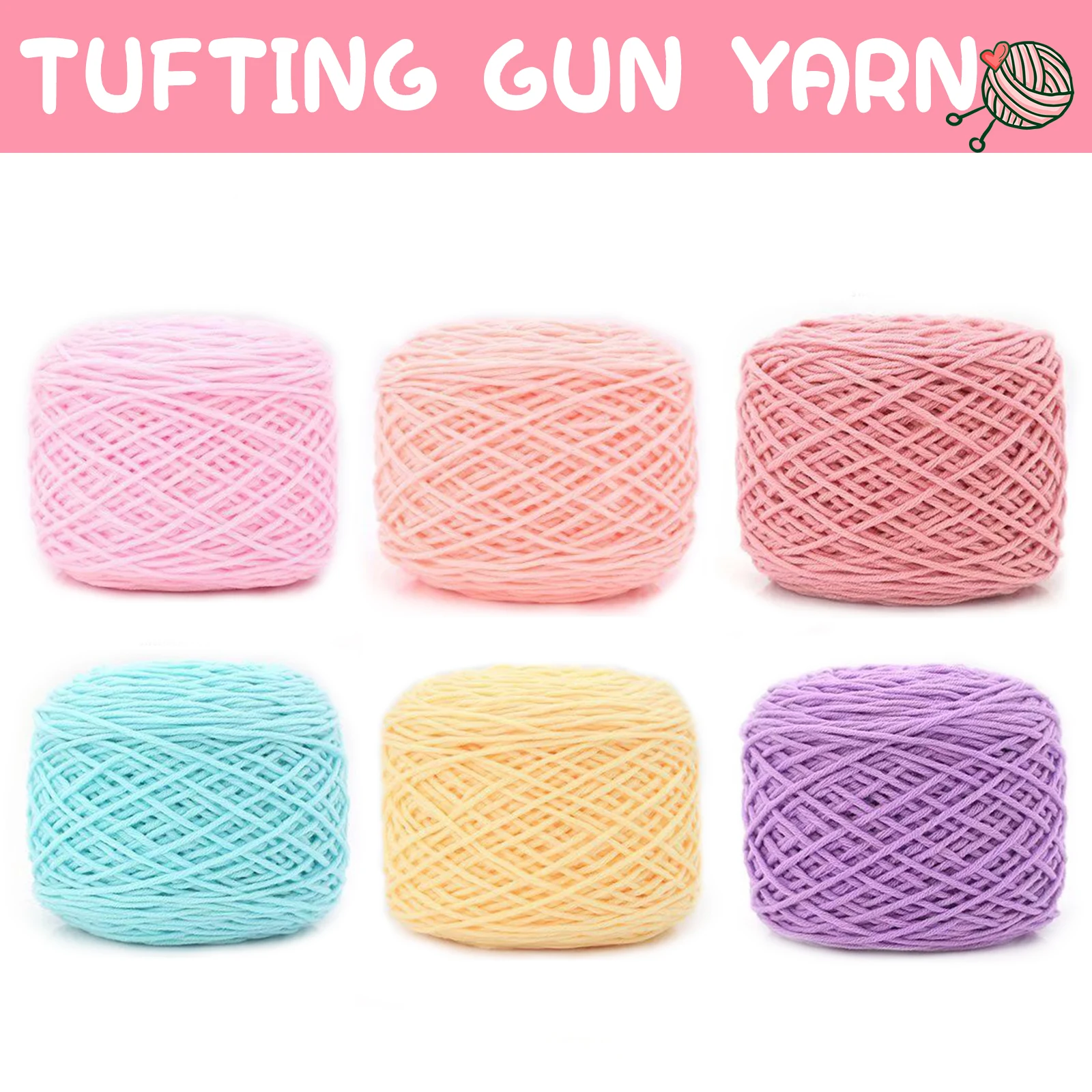 6PCS Tufting Gun Yarn Embroidering Yarn 190g Rolls For Tufting Gun