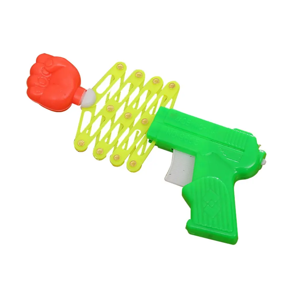 S1b4d8f54b7944b0fb95b35d39a15b5b7u Hot Funny Retractable Fist Shooter Trick Toy Funny Child Kids Plastic Party Festival Gift Classic Elastic Telescopic Fist Toy