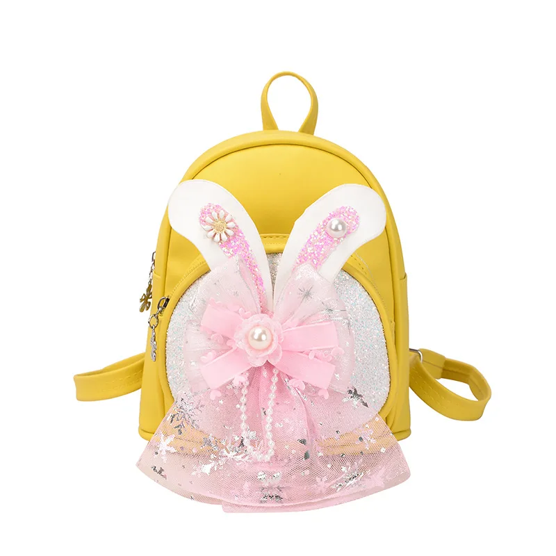 PU Children Small Backpack Cartoon Cute Bow Sequin Backpacks Fashion Girl Princess Mini Travel Schoolbags Kids Accessories Bag