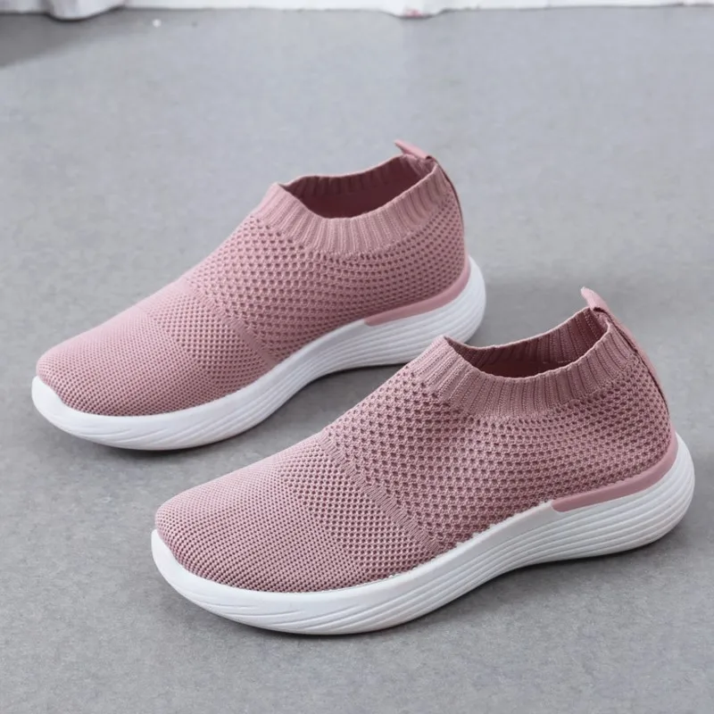 Crestar Women Casual Sports Shoes Outdoor Slip On Lightweight Runing Shoes Breathable Hollowing Mesh Sneakers Leisure Flat Shoes 4