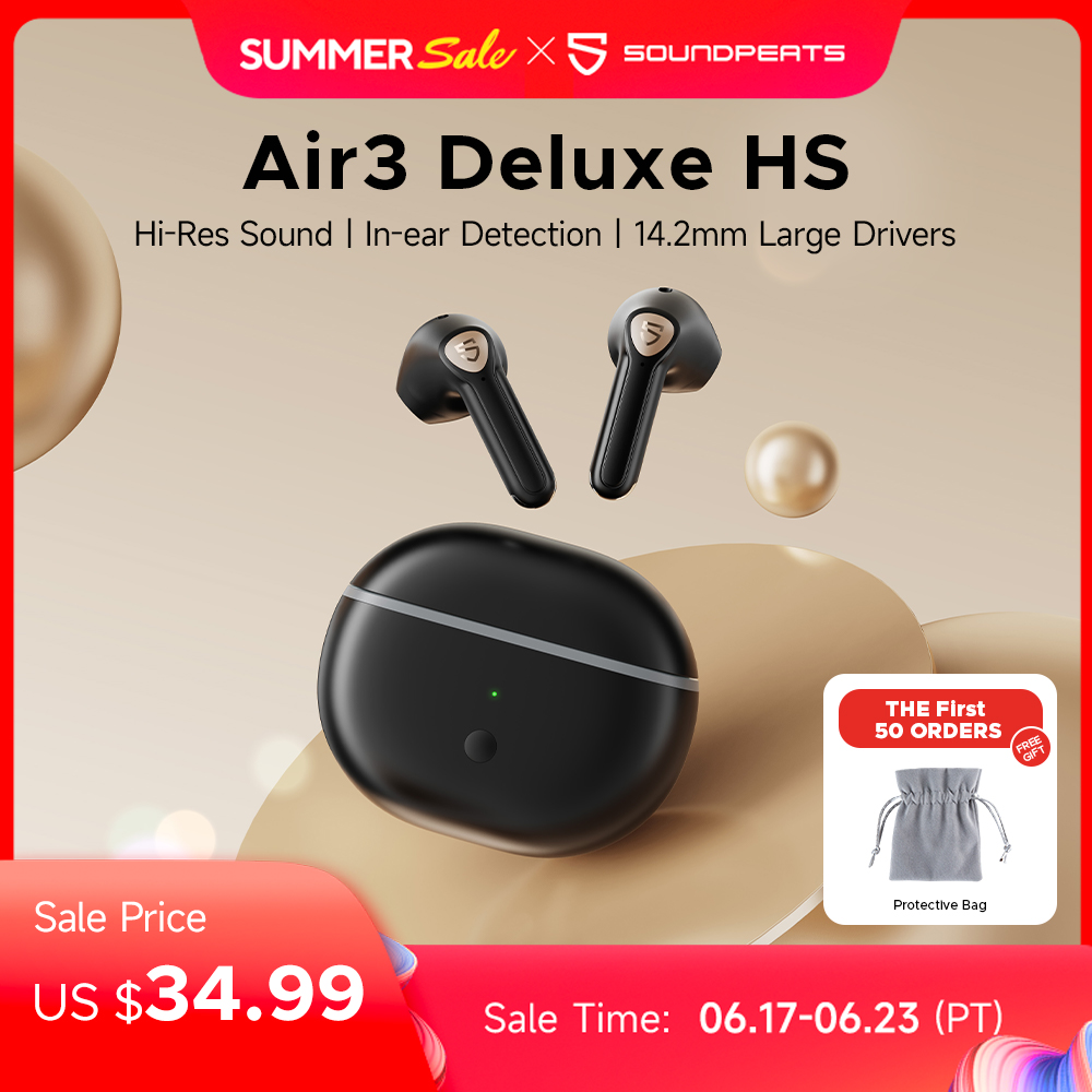  SoundPEATS Air3 Deluxe HS Bluetooth 5.2 Earphones Hi-Res Audio Wireless Earbuds with LDAC Codec, in-Ear Detection,App Support 