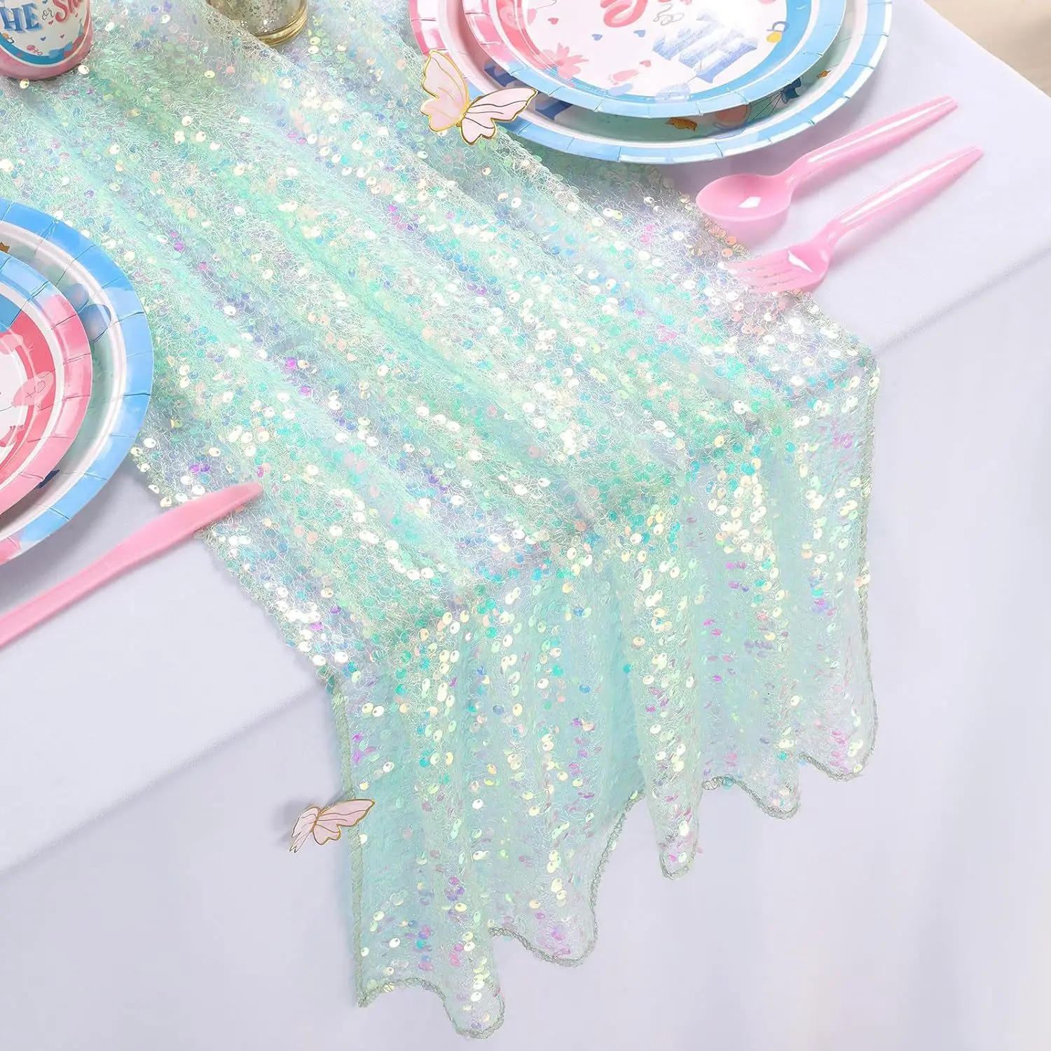 Glitter Iridescent Sequin Table Runner